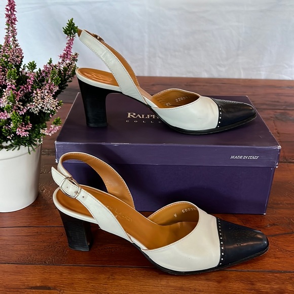 Ralph Lauren cap toe sling back - Picture 1 of 10